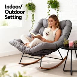 Outdoor Rocking Chair Papasan Recliner Patio Garden Lounge Furniture Comfortable Outdoor Seating