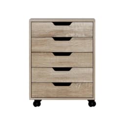 5 Drawer Mobile Filing Cabinet Rolling Storage Chest Beige Space Saving Organizer for Office Home Use