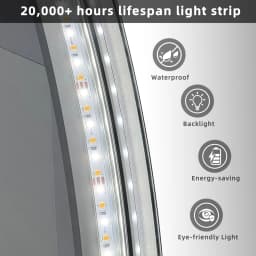 50/60/80CM LED Bathroom Mirror 3 Colors Brightness Anti-Fog Dimmable Shatter-Proof Backlit Vanity Mirror Aluminum Frame