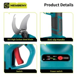 NEWBENY 30mm Brushless Electric Pruning Shears 4 Gear Cordless Garden Fruit Tree Bonsai Beautify Tool For Makita Battery Pin
