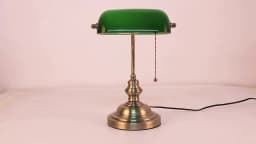 Desk Lamp Table Light Glass Banker’s Lamp Zipper Switch For Bedroom Home Stuy Restaurant Library Office Light Night Lamp