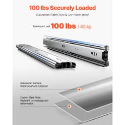 SucceBuy Drawer Slides 10 Pairs Full Extension Ball Bearing Cabinet Rails 100LB Load Capacity Heavy Duty Side Mount for Kitchen