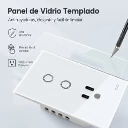 Melery AU Smart Tuya WiFi Light Switch Argentina Plug Australia Outlet Touch Glass Wall Socket Remote by Alexa & Google Home