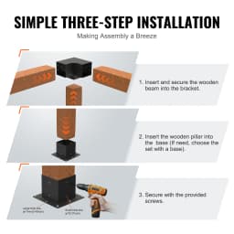 SucceBuy Pergola Bracket Kit 6inchx6inch 4pcs 3 Way Easy Installation to Gazebos Patio Pergolas Log Cabin Outdoor Hardware