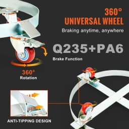 SucceBuy 55Gal Swivel Drum Dolly Heavy Duty Bucket Cart with 4/5/8 Rotating Casters Wheels Anti-Tipping for Workshops Warehous