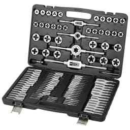 SucceBuy Tap and Die Set 110/116PCs Metric SAE Standard Bearing Steel Taps and Dies Essential Threading Tool