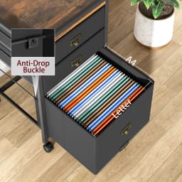 File Cabinet with 3 Drawer, Mobile Filing Cabinet for Home Office Fits Letter Size or A4, Fabric Vertical File Cabinet on Wheels