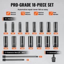 SucceBuy Drive Impact SocketSet Deep SocketSet Metric CR-V Alloy Steel for Auto Repair,Includes Storage Case Rugged Construction