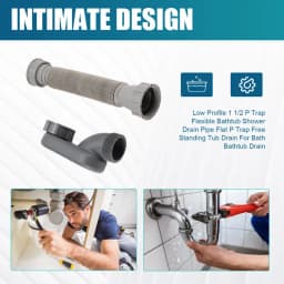 Gray Bathtub Shower Drain Pipe Flat P Trap Free Standing Tub Drain For Bath Bathtub Drain