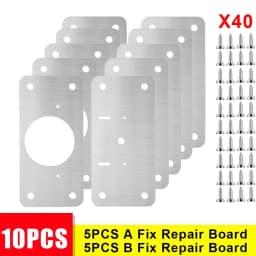 10Pcs Cabinet Hinge Repair Plate Kit Stainless Steel Door Hinge Mounting Plate With Holes For Home Kitchen Cupboard Furniture