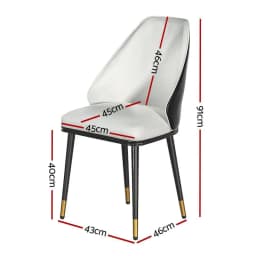 Modern Beige and Black Leather Dining Chair Set of 2 Upholstered Seat Kitchen and Dining Room Chairs with Sturdy Frame