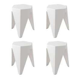 4 Piece Stackable White Puzzle Style Bar Stools Modern Lightweight Seating