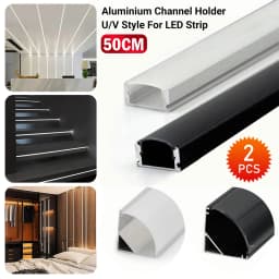 2Pcs 0.5M Aluminium Channel Holder U/V Style For LED Strip Light Bar Lamp