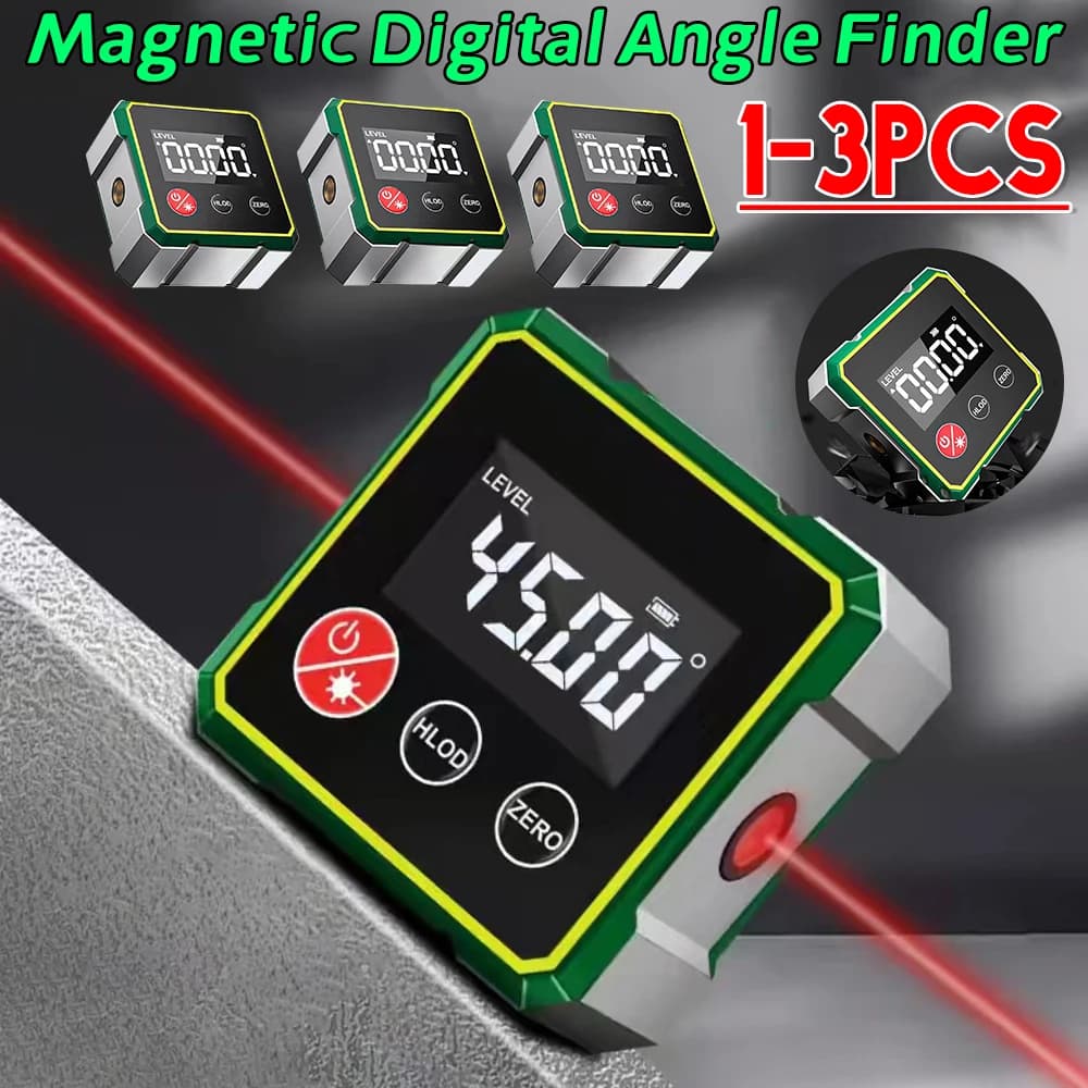 Digital Magnetic Inclinometer Protractor 360° LCD Level Angle Gauge Precision Measuring for Woodworking Table Saw Metalworking 