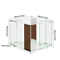 Square Acrylic End Table Record Player Table with Storage Shelf Bedside Side Table Nightstand for Bedrooms Living Room 