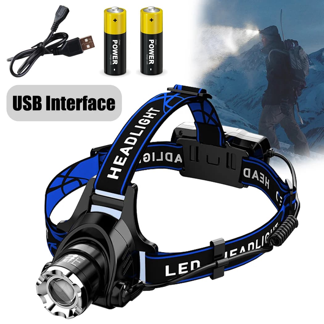 PORIYA 12000000lm LED Headlamp Rechargeable Headlight Light Head Torch Lamp Flashlight