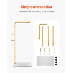 SucceBuy Coat Rack Freestanding Coats Rack Stand with Quartz Stone Base & 3 Round Hooks Free Standing Hall Coat Tree for Bedroom