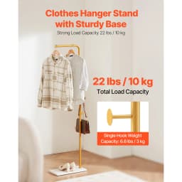 SucceBuy Coat Rack Freestanding Coats Rack Stand with Quartz Stone Base & 3 Round Hooks Free Standing Hall Coat Tree for Bedroom