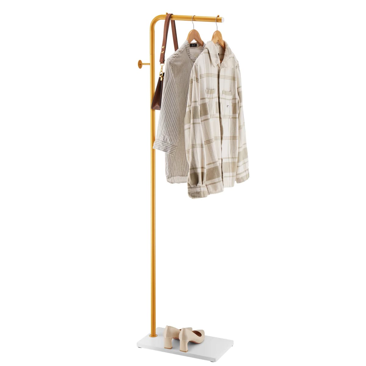 SucceBuy Coat Rack Freestanding Coats Rack Stand with Quartz Stone Base & 3 Round Hooks Free Standing Hall Coat Tree for Bedroom