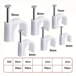 100Pcs Cable Clamp with Steel Nails Plastic Nylon Tie 6/10mm