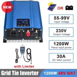 Y&H Grid Tie Inverter 1.2KW 1KW with Limiter Pure Sine Wave Solar Inverter for Solar Panels/Battery Discharge Mode Optional WiFi