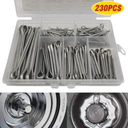 230PCS Stainless Steel Cotter Pin Assortment Set 6 Sizes Split Pins Spring Kit