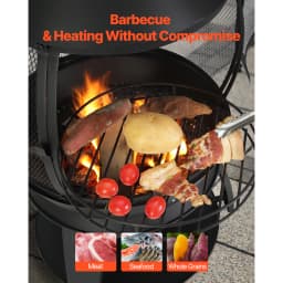 SucceBuy Chiminea 22 Inch Outdoor Wood Burning Firepit with Grill Mesh Chimney Coat & Rustproof Chiminea Lid for Patio Backyard