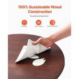 SucceBuy24in Wood Lazy Susan Turntable360°Rotation Round Clear Tabletop Rotating Tray for Family Gatherings Banquets & Weddings