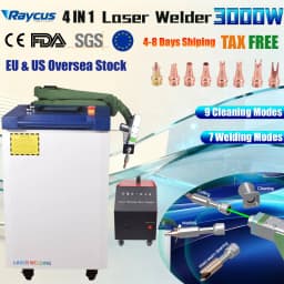 Raycus 3000W 4 In 1 Handheld Fiber Laser Welding Cleaning Cutting Machine with Wire Feeder Double Pendulum Model for Metal