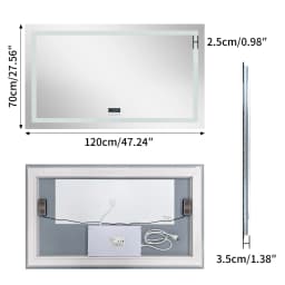 80/100/120/140cm LED Bathroom Mirror with Bluetooth Speaker Antifog Dimmable 3 Lights Time Setting Backlitligth Vanity Wall Mirr