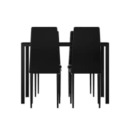 Black Dining Table Set With 4 Chairs 5 Piece Kitchen Dining Furniture Set for Home Apartment Restaurant
