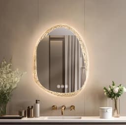 70/80/90cm LED Bathroom Mirror with Lights Crystal Clear Glass Bathroom Vanity Mirror with Backlight 3 Colors Setting, Anti-fog