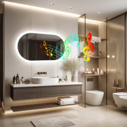 LUVODI LED Lighted Bluetooth Bathroom Mirror Backlit Dimmable Vanity Mirror Anti-Fog with Time And Date Display for Home