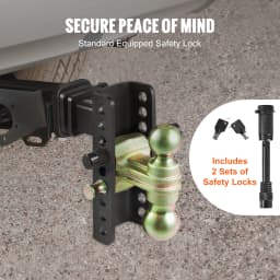 SucceBuy Adjustable Trailer Hitch Ball Mount 2'' Receiver 6''Drop Drowith Receiver Solid Tube Steel Tow Balls for Truck Towing