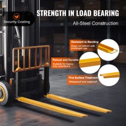 SucceBuy Pallet Fork Extensions Heavy Carbon Steel Fork Extensions 1 Pair Fork Attachments for Forklift Truck Yellow 4000 lbs