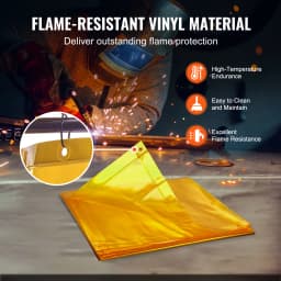 SucceBuy Welding Screen with Frame 6' x 6' Welding Curtain Screen Flame Resistant Vinyl Welding Protection Screen