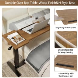 Height-Adjustable Mobile Laptop Desk with Lockable Wheels & Ergonomic Tilt, for Bedside, Office and Living Room