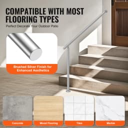 SucceBuy Handrails for Outdoor Steps 47.3 in / 120cm Deck Railing Kit Wall Floor Mounted for Outside Steps with Installation Kit