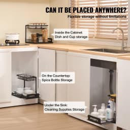 SucceBuy 2Tier Pull Out Cabinet Organizer Under Sink Organizer Slide Out Drawer Cabinet Organizer Sliding Storage Shelf