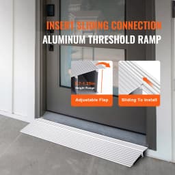 SucceBuy1in-6in 800lbs Door Threshold Ramp Aluminum Adjustable Modular Cable Protector Ramp for Doorways Wheelchairs Scooters