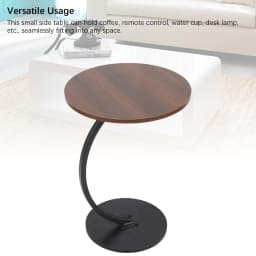 【New】Small Side Table Side Table Round Sturdy Stable Support Density Board Tabletop Practical Carbon Steel Frame for Bedside