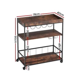 Kitchen Island Rolling Serving Cart with Storage Shelves and Adjustable Drop Leaf for Dining Room Kitchen Utility Wagon on Wheels