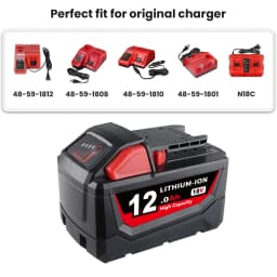 1/2/4Pcs 12.0Ah M18 Replace for Milwaukee 18V 48-11-1812 48-11-1820 Li-on Battery Pin Compatible with 18Volt Cordless Power Tool
