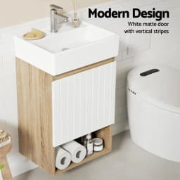 Wall Hung Bathroom Vanity Unit 445mm White Basin Cabinet Sink Storage Modern Compact Space Saving
