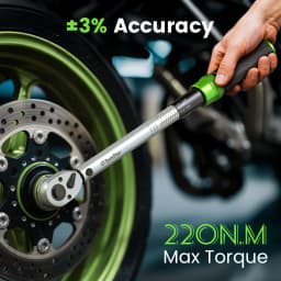 TaskStar 1/4"&3/8"&1/2" Drive Click Torque Wrench Kit 8pcs ±3% Accuracy 72 Tooth Dual Scale Ratchet Wrench for Bike/Moto Repair