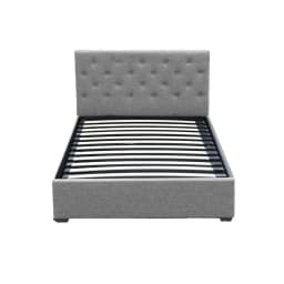 King Single Gas Lift Bed Frame Grey Upholstered Storage Bed Modern Bedroom Furniture