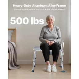 SucceBuy 500 lbs 4-in-1 Bedside Commode Chair with Padded Seat and Backrest Detachable 5L Bucket Adjustable Height for Seniors