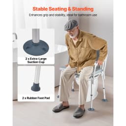 SucceBuy 500 lbs 4-in-1 Bedside Commode Chair with Padded Seat and Backrest Detachable 5L Bucket Adjustable Height for Seniors
