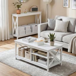 Modern White 2 Tier Narrow Console Table for Entryway Hallway Sofa Side Display 100CM