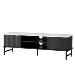 Modern 140CM TV Cabinet Entertainment Unit Storage Stand for Living Room Wooden Media Console with Shelves and Open Compartments